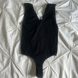 RD Style Women's Small Black Ribbed Bodysuit